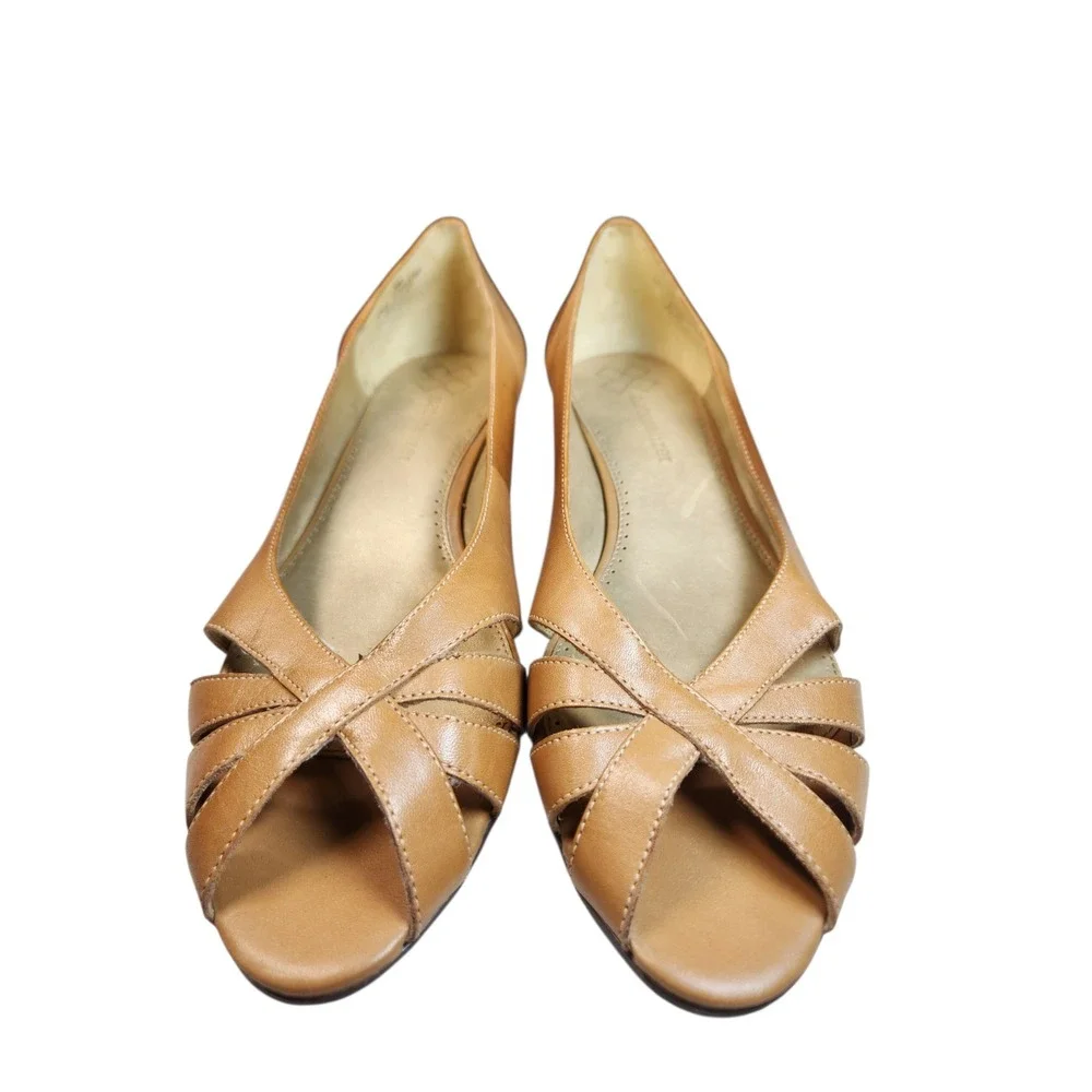 Huarache Indie Boho Tan Leather Cutout Strappy Sandals Cottagecore Y2K Retro 9